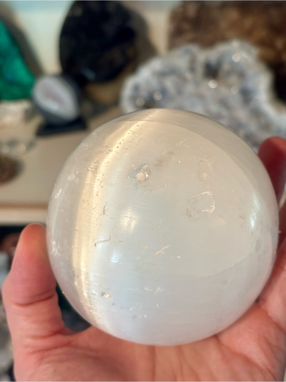 1kg Selenite Sphere | Large White Satin Crystal | Natural Gypsum | & Free Gift